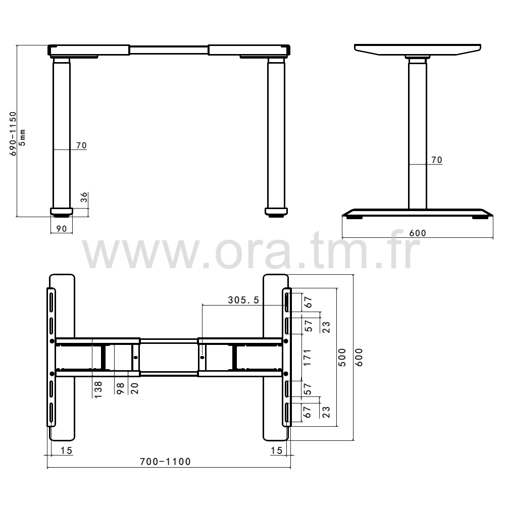 MOTOR2XS - STRUCTURE TABLE REGLABLE - ELECTRIQUE 2 MOTEURS