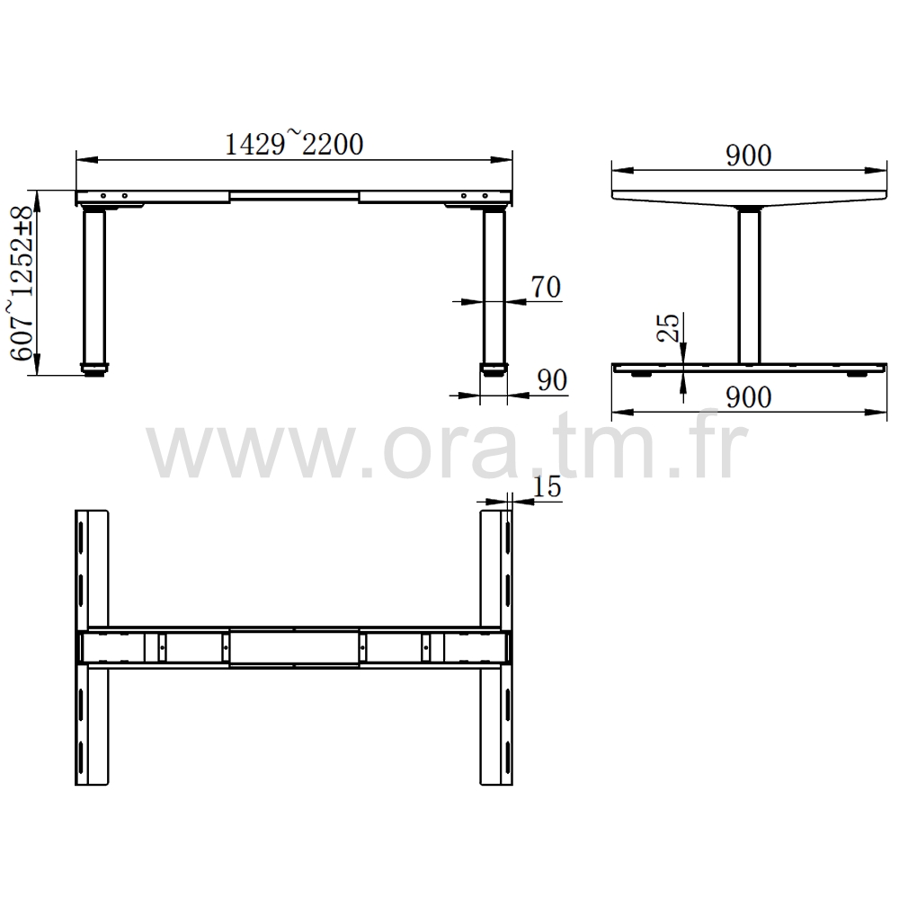 DESK2XL - STRUCTURE MOTORISEE - ELECTRIQUE 2 MOTEURS