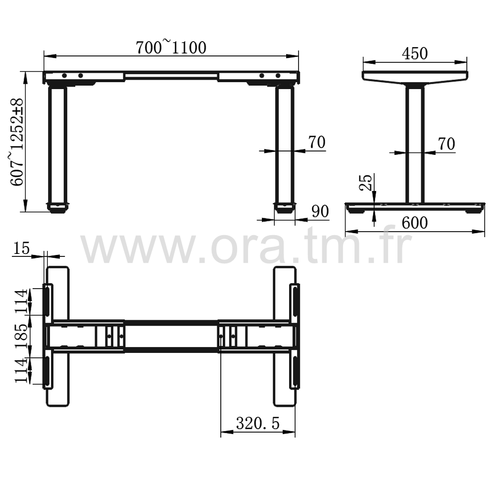 DESK2XS - STRUCTURE TABLE REGLABLE - ELECTRIQUE 2 MOTEURS