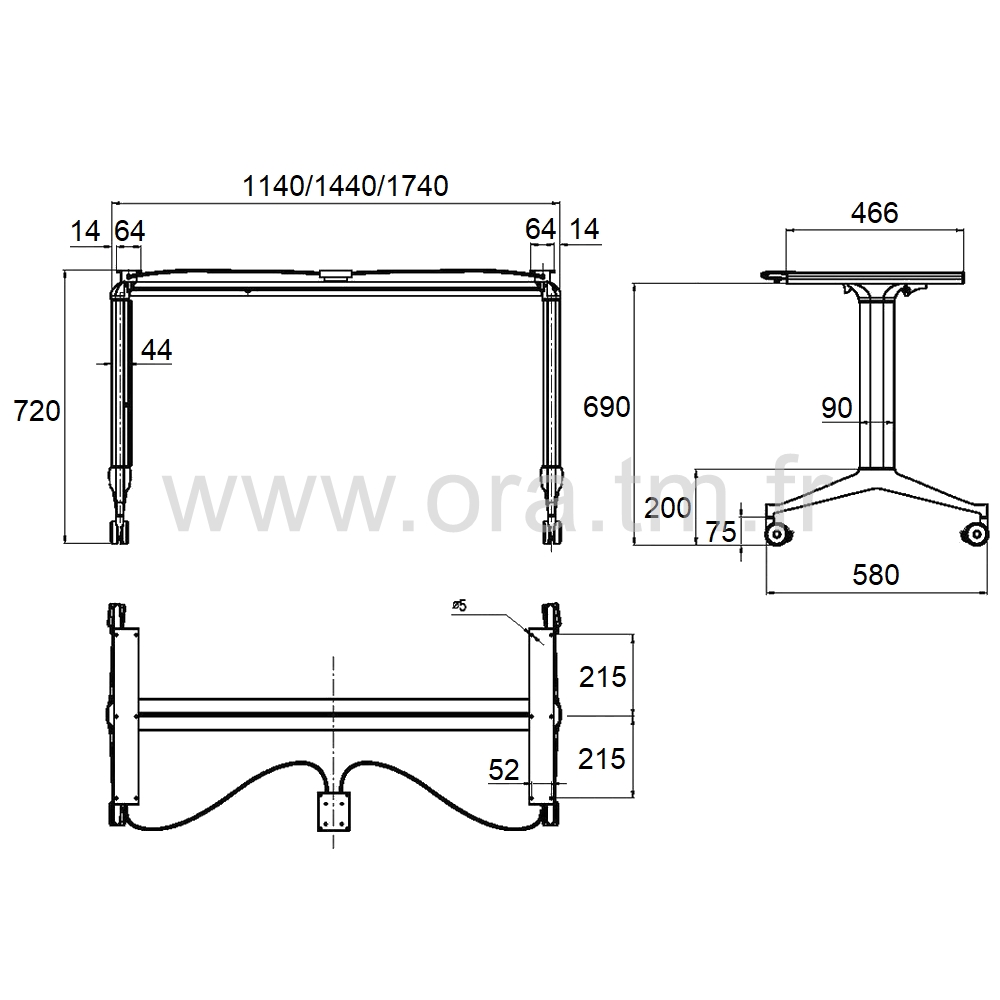 EXTRO - STRUCTURE TABLE BASCULE - PIETEMENT ALUMINIUM