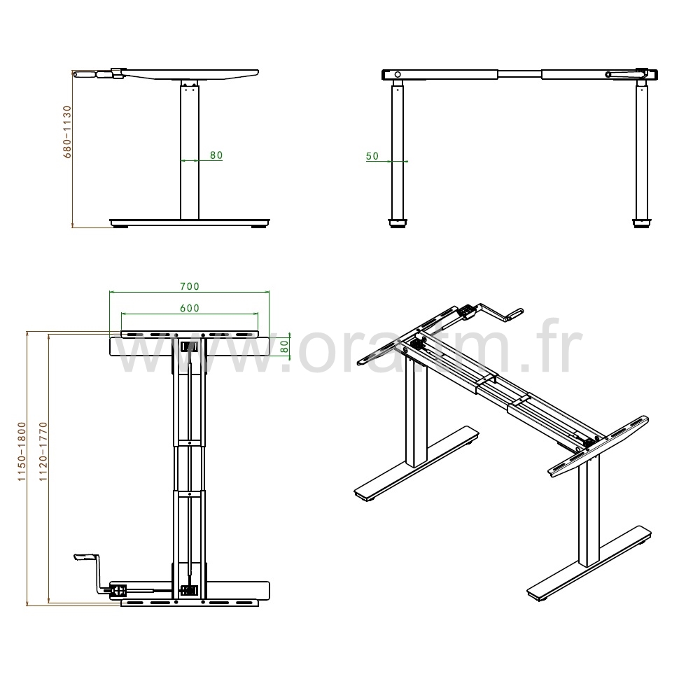 MOTOR0 - STRUCTURE TABLE REGLABLE - A MANIVELLE