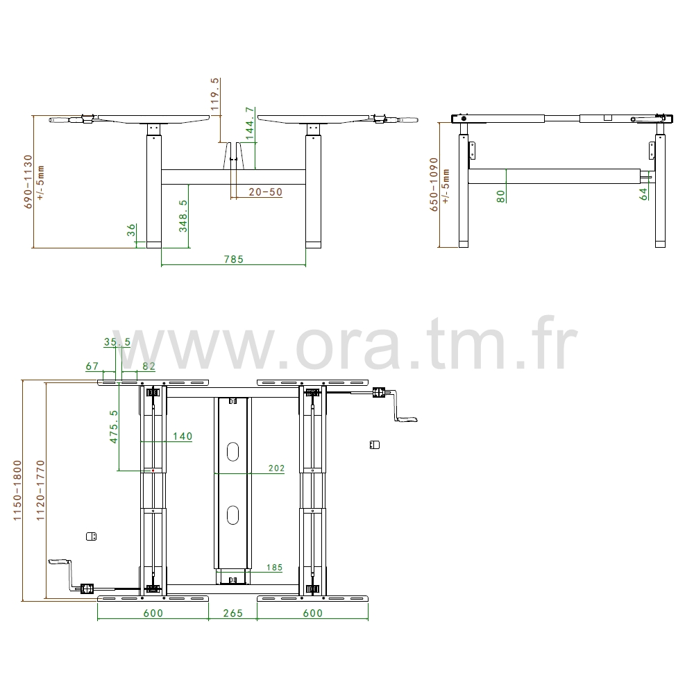 MOTOR0F - STRUCTURE TABLE REGLABLE - A MANIVELLE