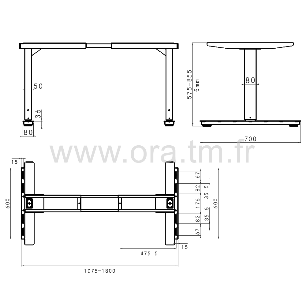 MOTOR0V - STRUCTURE TABLE REGLABLE - HAUTEUR AJUSTABLE PAR VIS