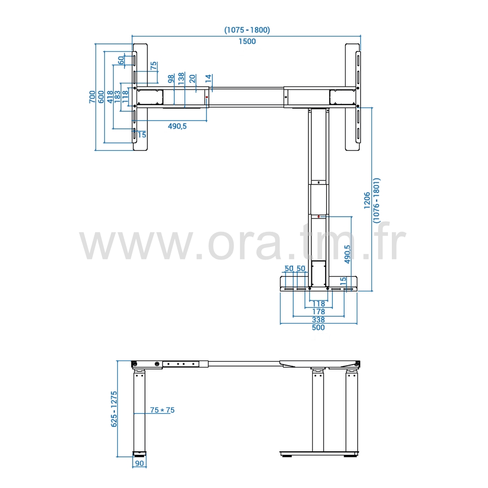 MOTOR3 - STRUCTURE TABLE REGLABLE - ELECTRIQUE 3 MOTEURS