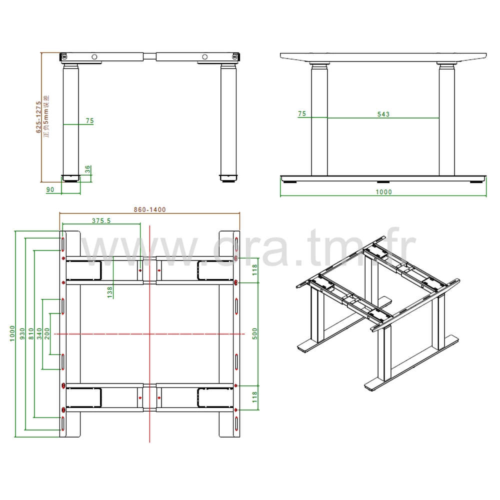 MOTOR4M - STRUCTURE TABLE REGLABLE - ELECTRIQUE 4 MOTEURS