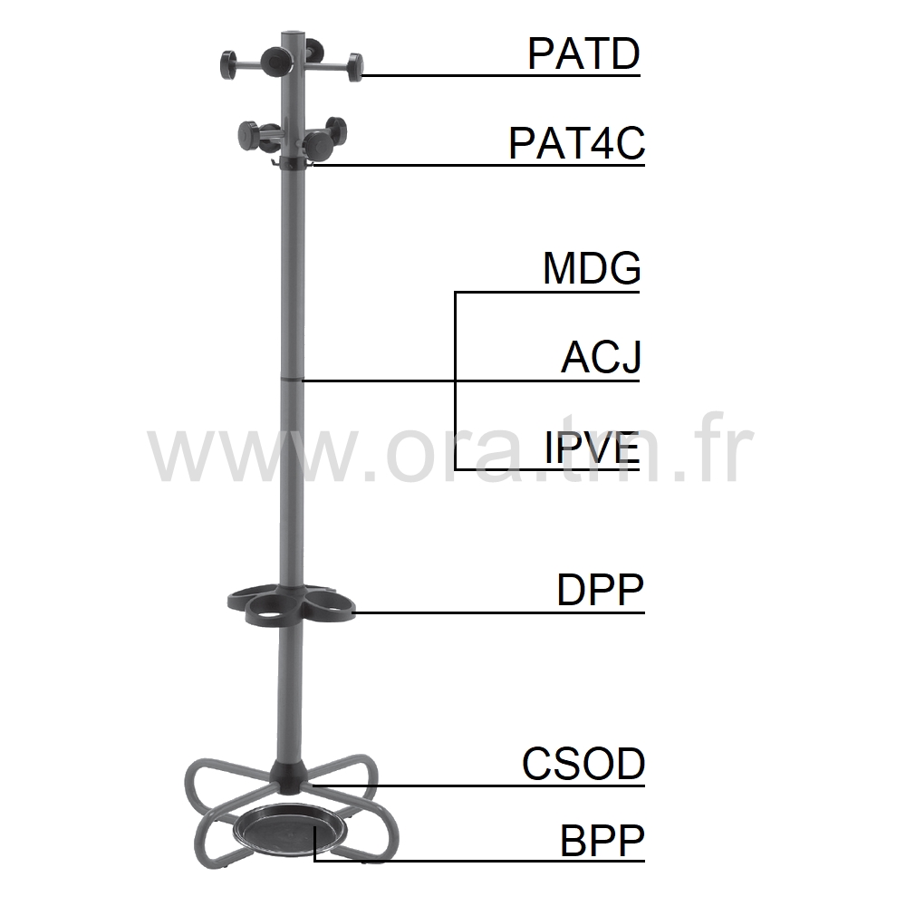 PATD - PORTE MANTEAUX - PATERE CYLINDRIQUE 65 MM