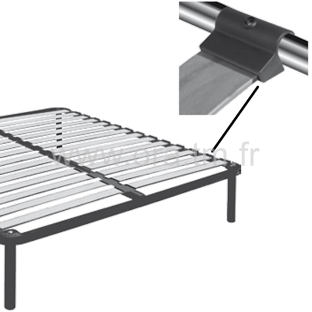 SLAB - ATTACHE LATTE DE LIT - APPUI TUBE ROND