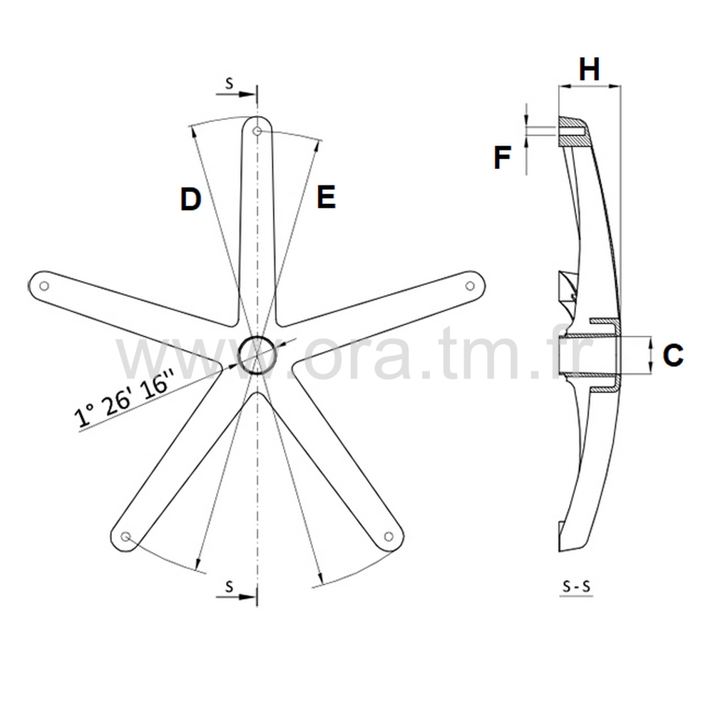 AL10 - PIETEMENT - BASE 5 BRANCHES ALUMINIUM