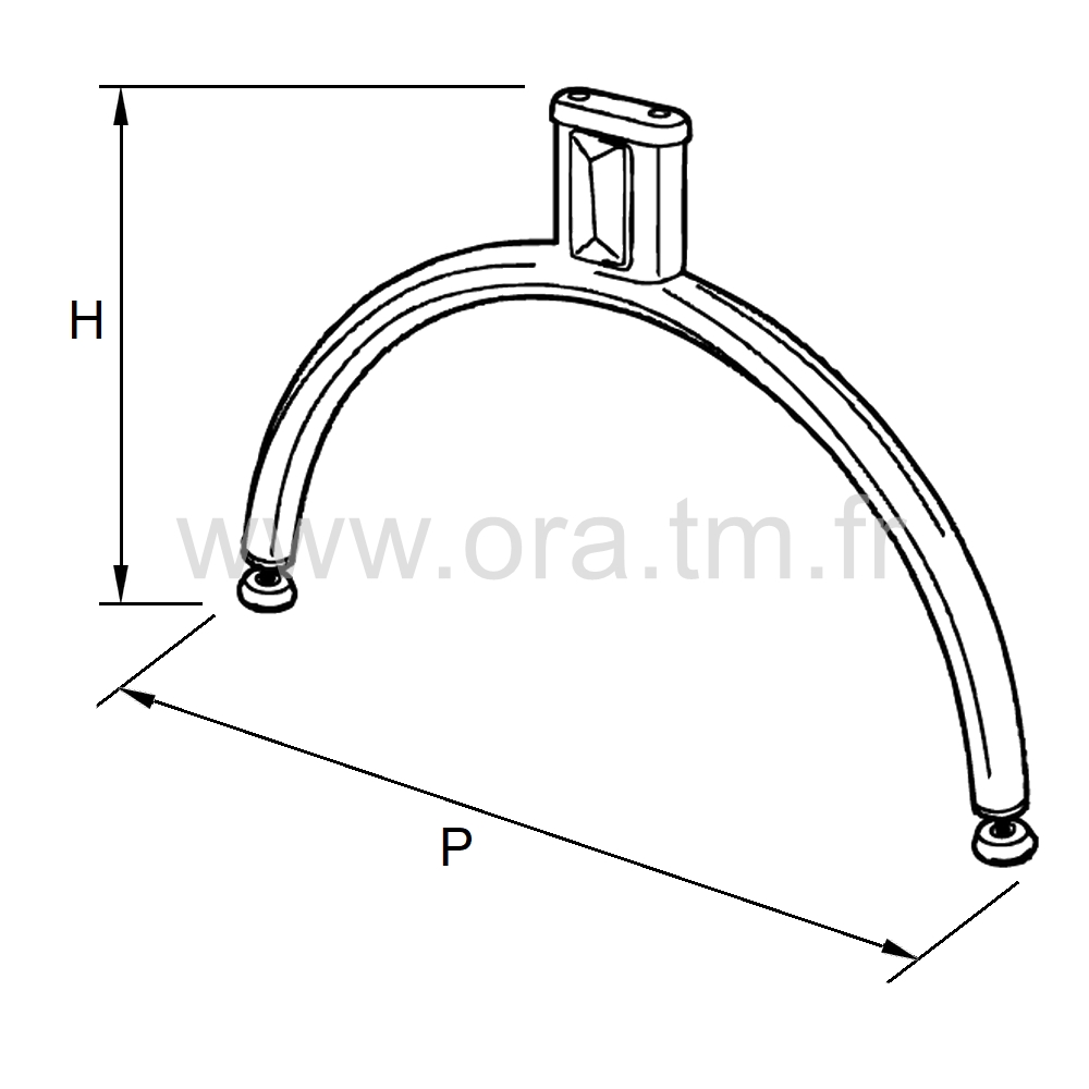 B2BA - POUTRE SYSTEME MODULAIRE - BASE 2 BRANCHES ARRONDIES