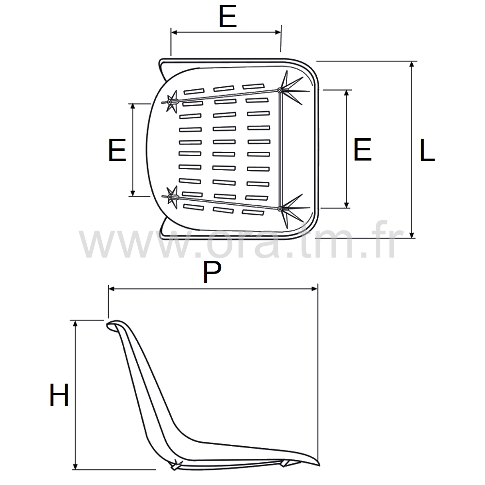 D6P - ELEMENTS DE CHAISE - COQUE PLASTIQUE