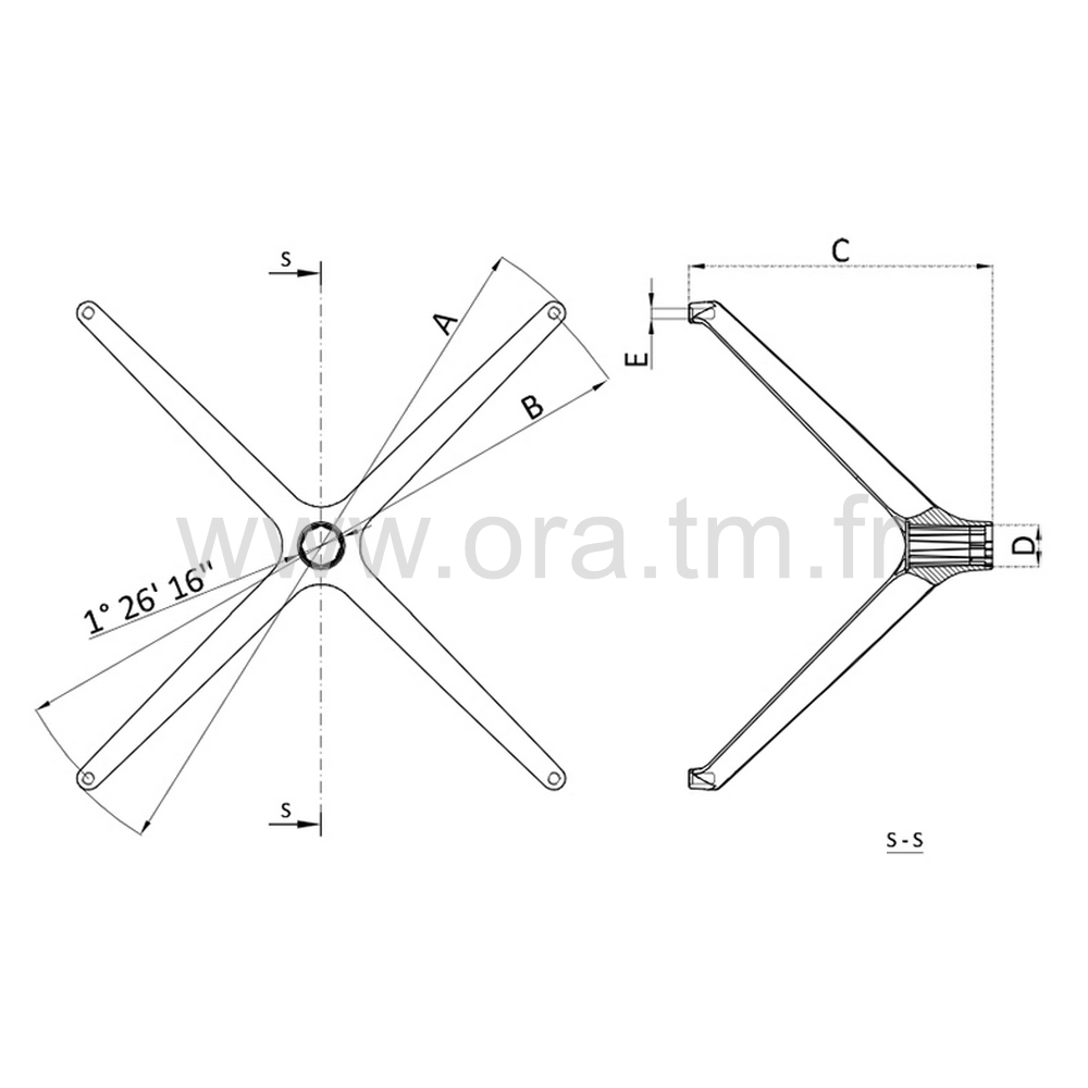 KELY - PIETEMENT - BASE 5 BRANCHES ALUMINIUM