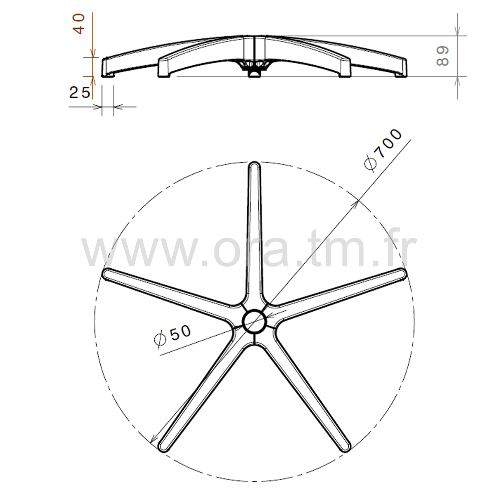 OMAN - PIETEMENT - BASE 5 BRANCHES POLYAMIDE