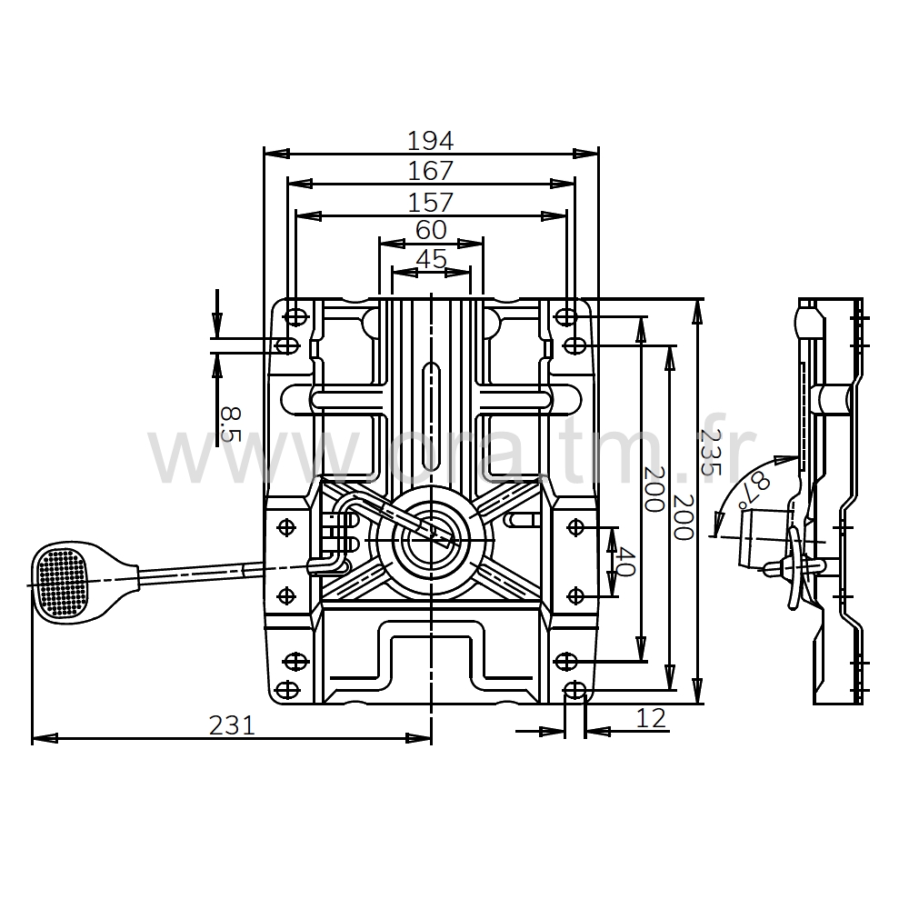 PLA3 - PLATINE PORTE ASSISE - RECTANGULAIRE CONE DIRECT
