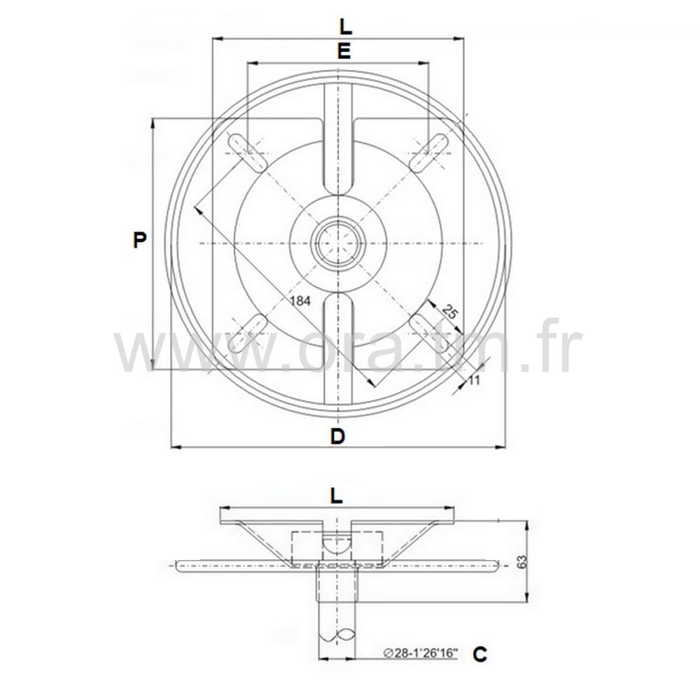 PLAPRC - PLATINE PORTE ASSISE - PRISE REGLAGE CIRCULAIRE