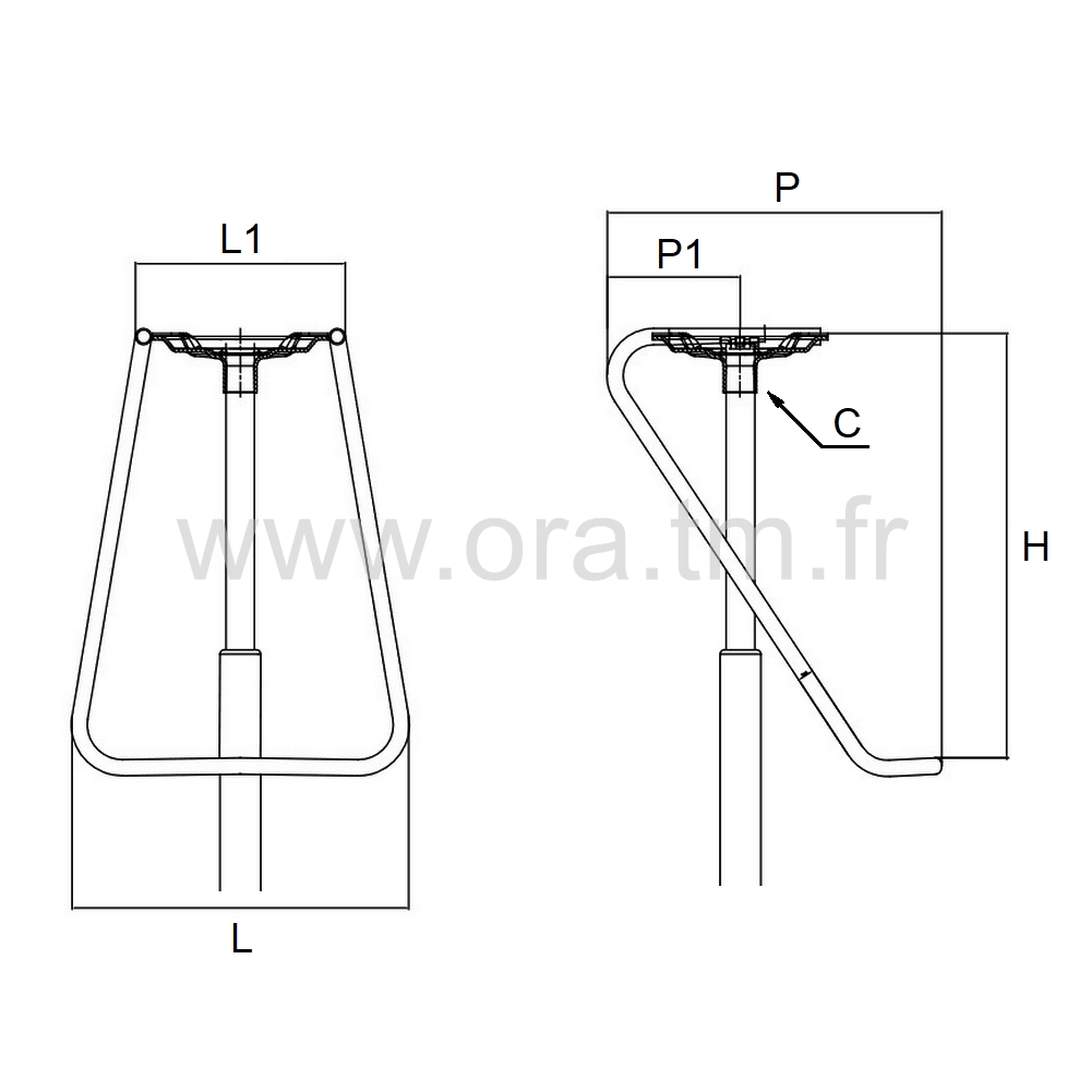 RPTT - REPOSE PIEDS - APPUI TUBE ROND