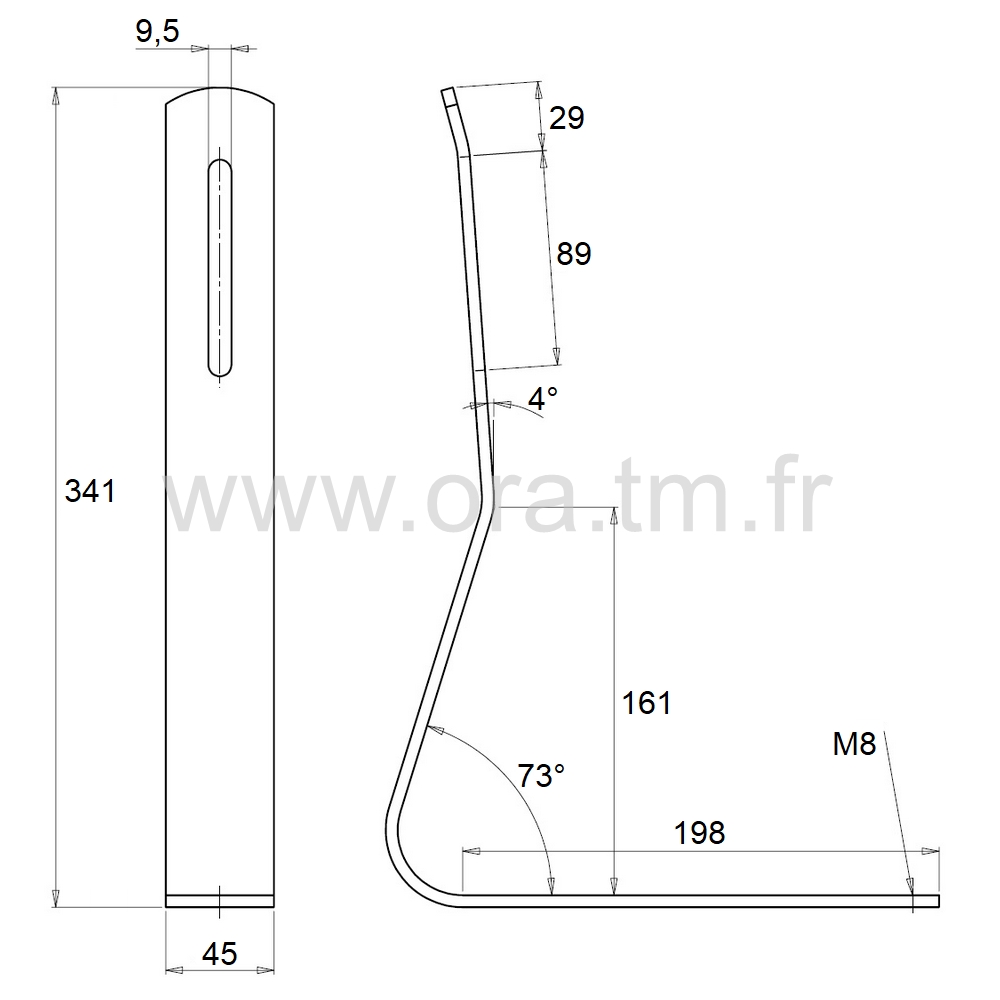 SDL - LIAISON ASSISE DOSSIER - LAME RECTANGLE 45X6