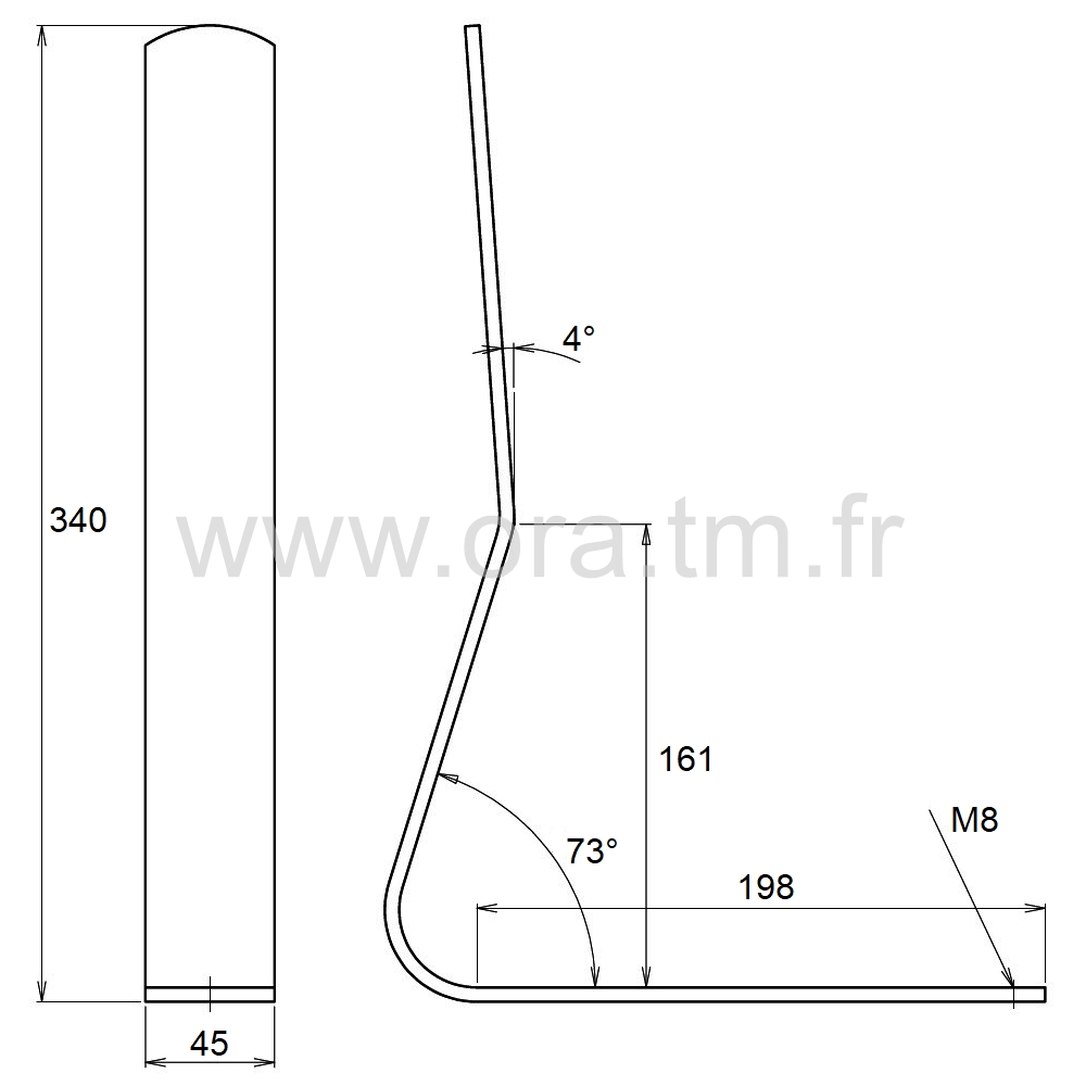 SDL - LIAISON ASSISE DOSSIER - LAME RECTANGLE 45X6