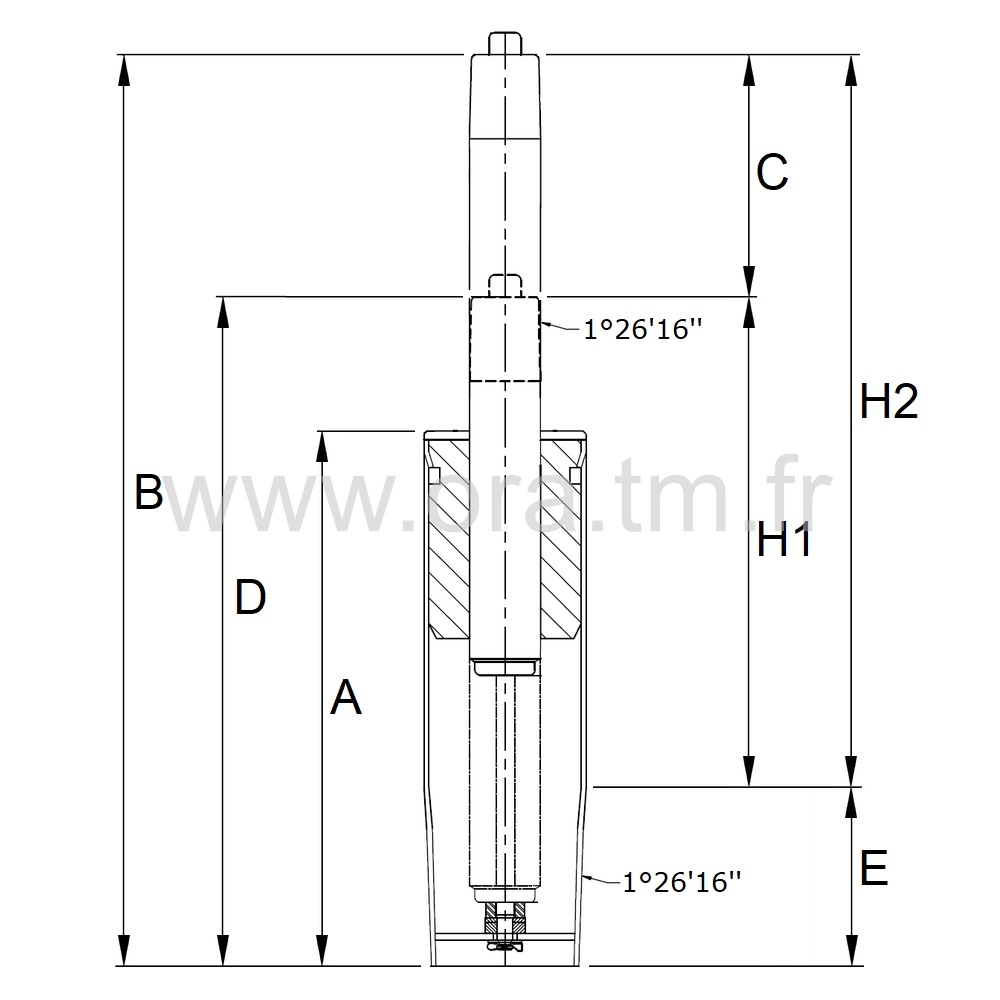 TGC - COLONNE GAZ ET CACHE - PISTON REGLAGE HAUTEUR