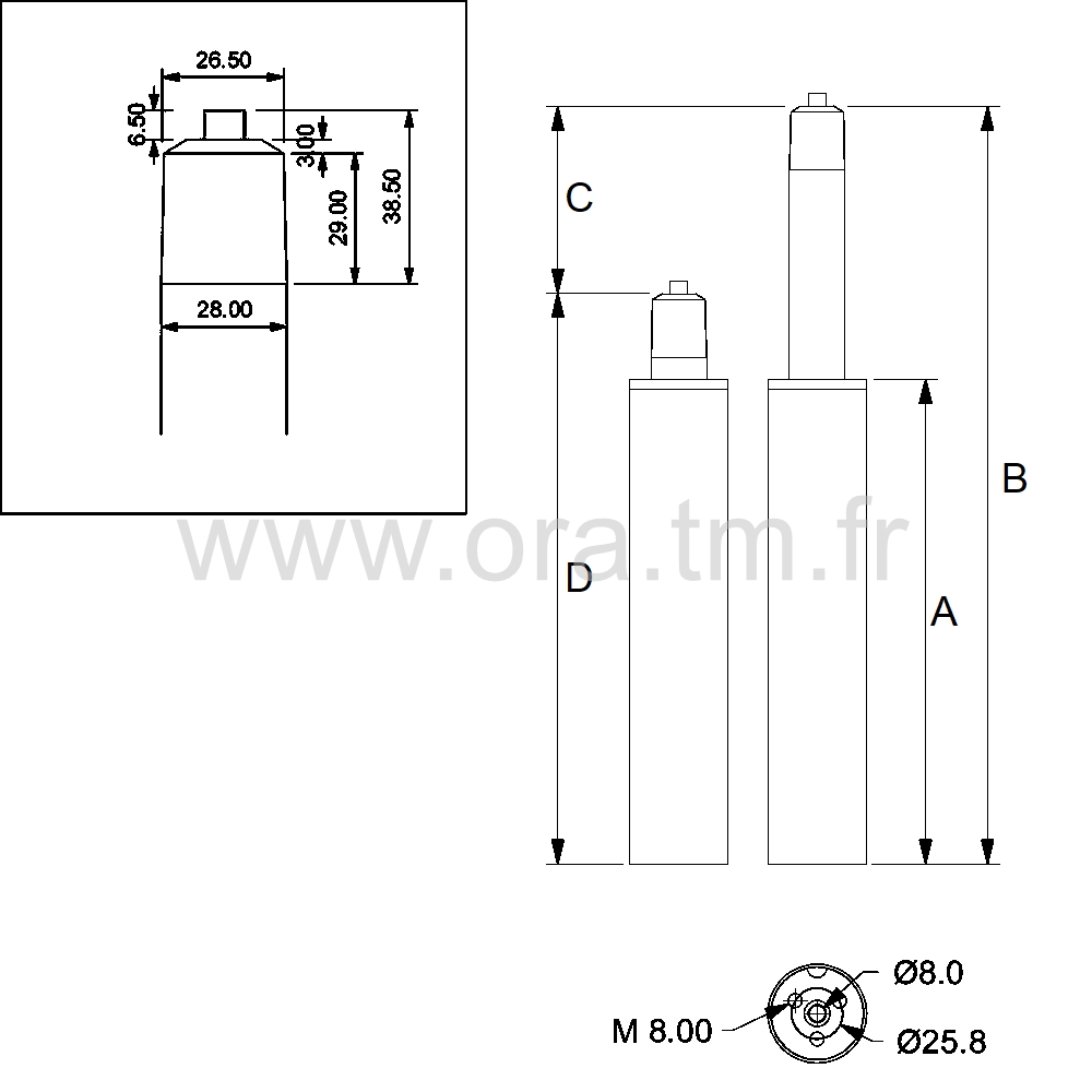 TGC3M - COLONNE GAZ ET CACHE - 3 PRISES D ATTACHE M8