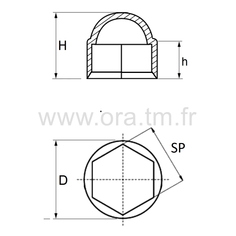 CVE2 - CACHE VIS ECROU RIVET - PRISE HEXAGONALE