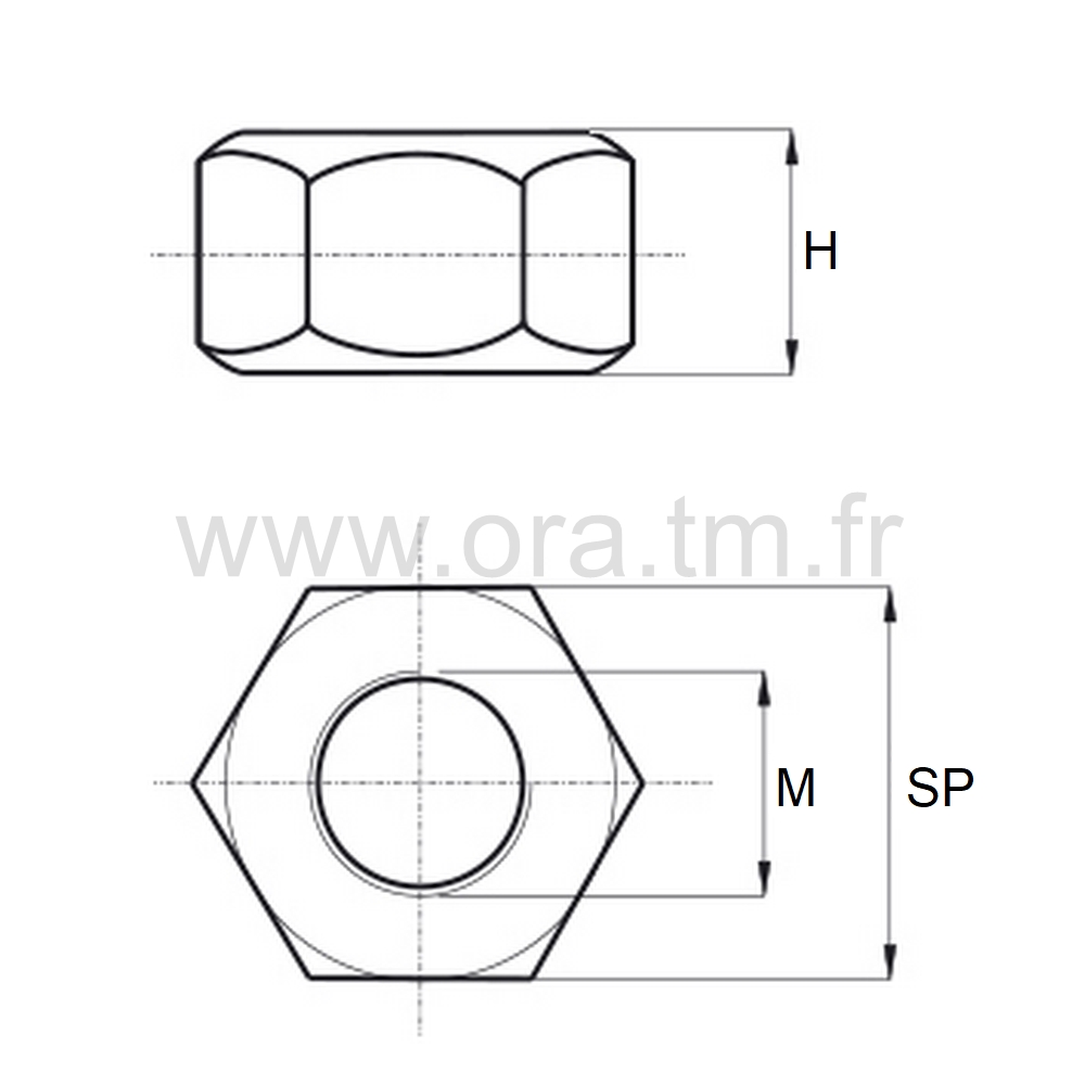 EHU - ECROU BOUTON-ECROU - HEXAGONAL TYPE HU