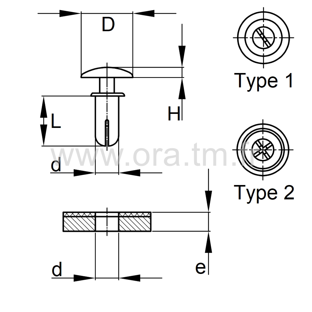 REPB - RIVETS D ATTACHE - TETE BOMBEE