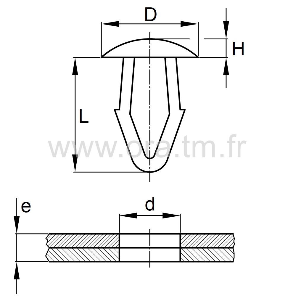 REPS - RIVETS D ATTACHE - TETE BOMBEE