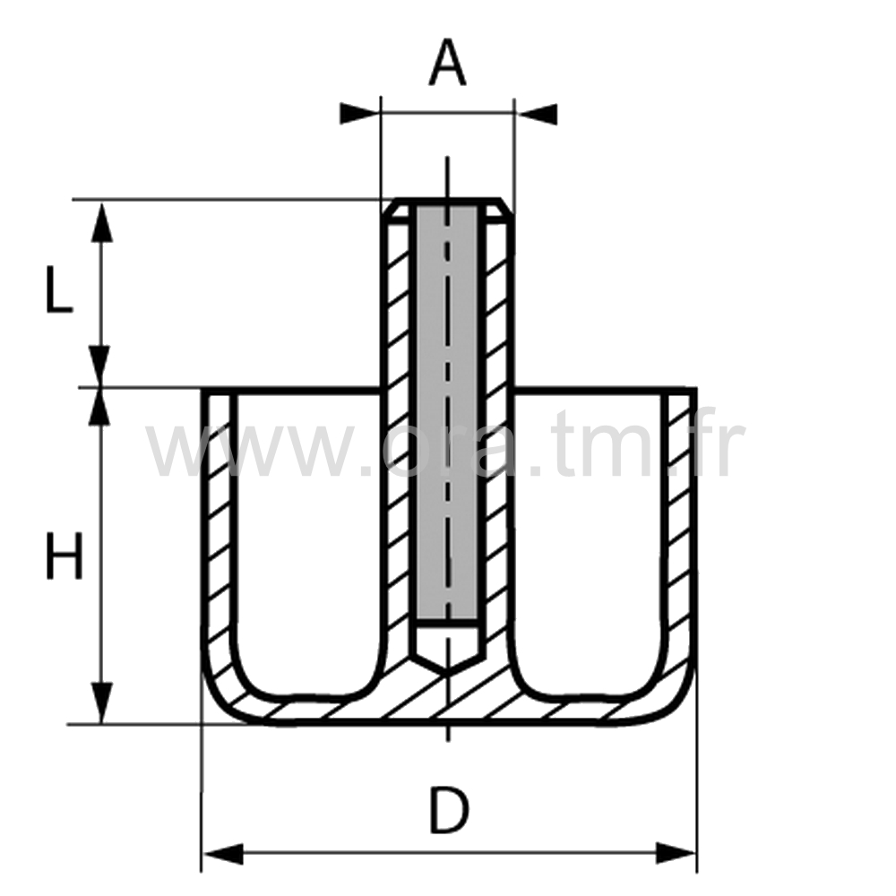 GLDR - PIED A DOUILLE - BASE CYLINDRIQUE