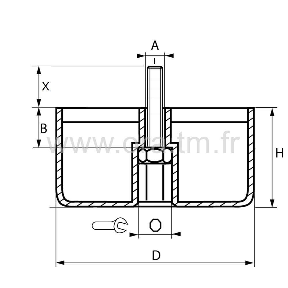 GLHM - PIED A VISSER - BASE CYLINDRIQUE