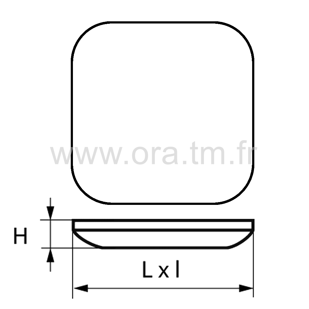 PAGC - PATIN GLISSOR PTFE - BASE CARREE ADHESIVE