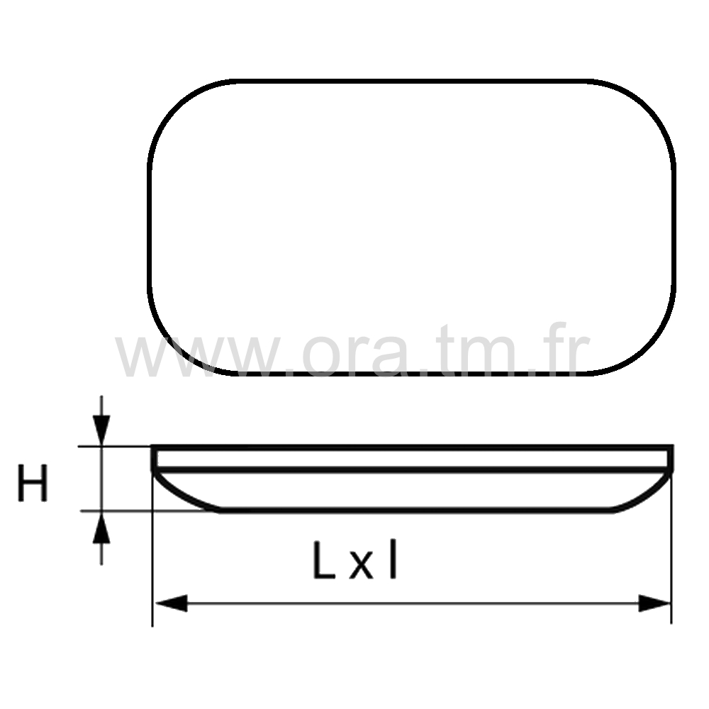 PAGR - PATIN GLISSOR PTFE - BASE RECTANGLE ADHESIVE