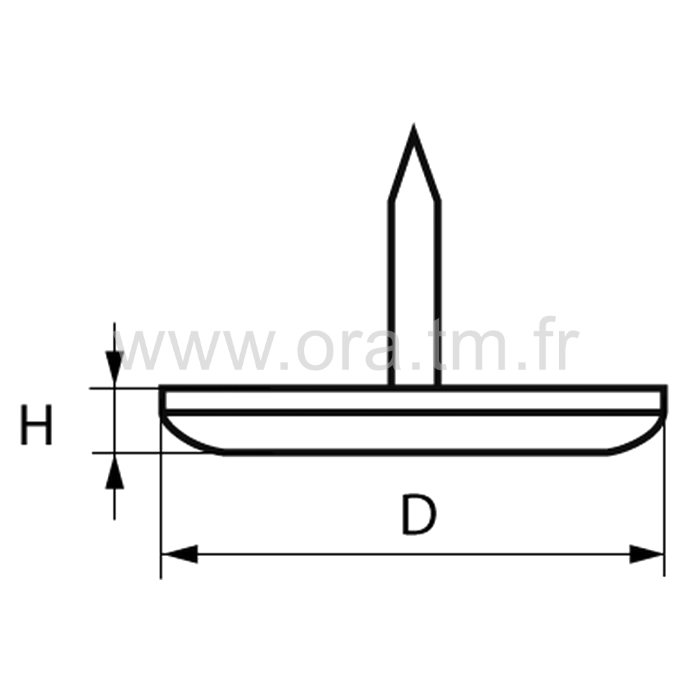 PCG - PATIN GLISSOR PTFE - CYLINDRIQUE FIXATION CLOU