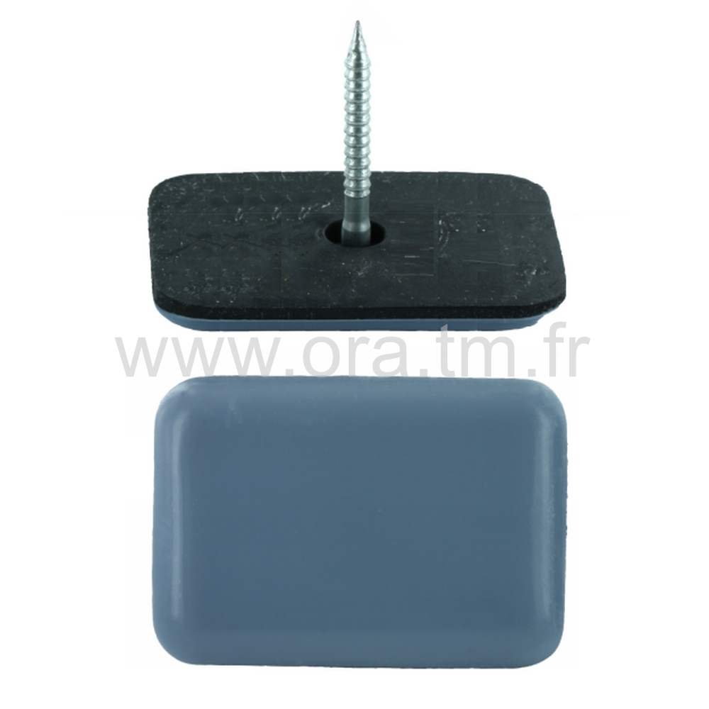 PCGR - PATIN GLISSOR PTFE - RECTANGLE FIXATION A CLOU