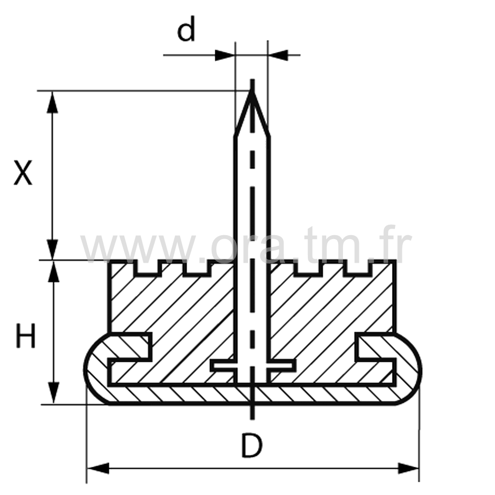 PCMA - PATIN A CLOUER - BASE METAL CYLINDRIQUE