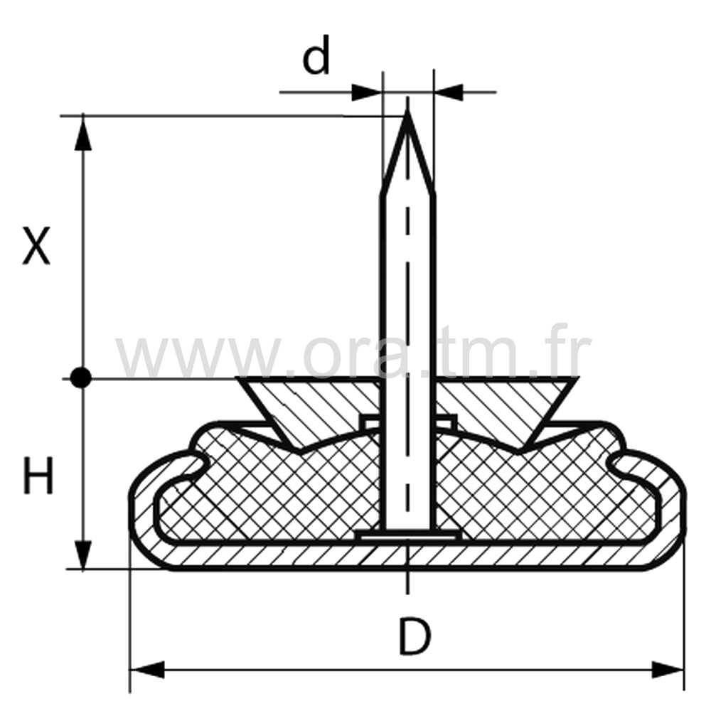 PCMAV - PATIN A CLOUER - BASE METAL ORIENTABLE