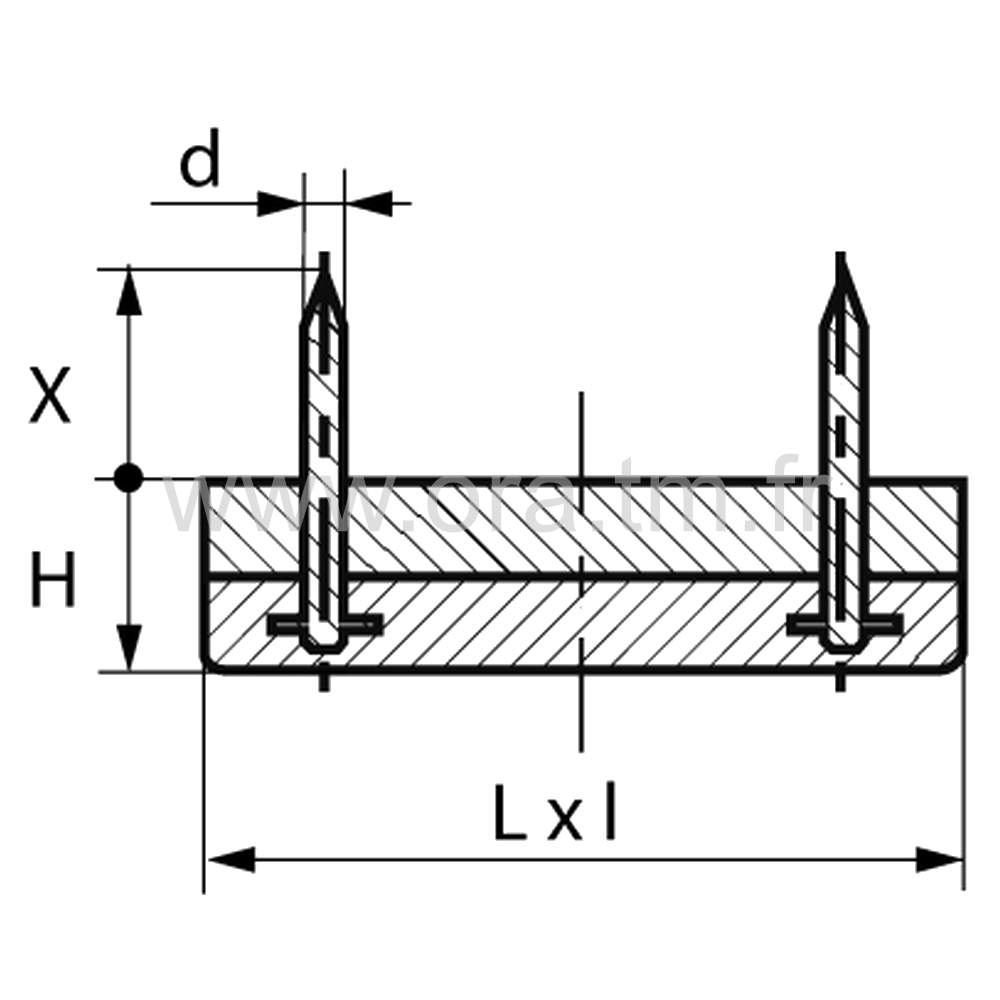 PCPAR - PATIN A CLOUER - BASE GLISSEUR RECTANGLE