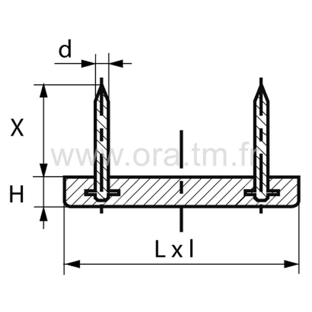 PCPR - PATIN A CLOUER - BASE GLISSEUR RECTANGLE