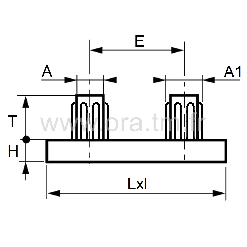 PTS - PATIN ATTACHE TENON - BASE RECTANGULAIRE