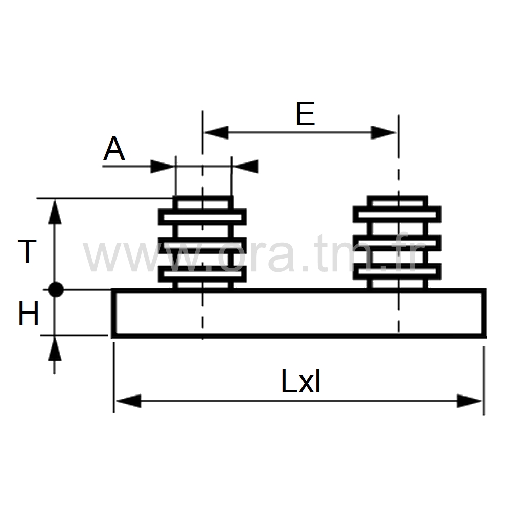 PTS2 - PATIN ATTACHE TENON - BASE RECTANGULAIRE