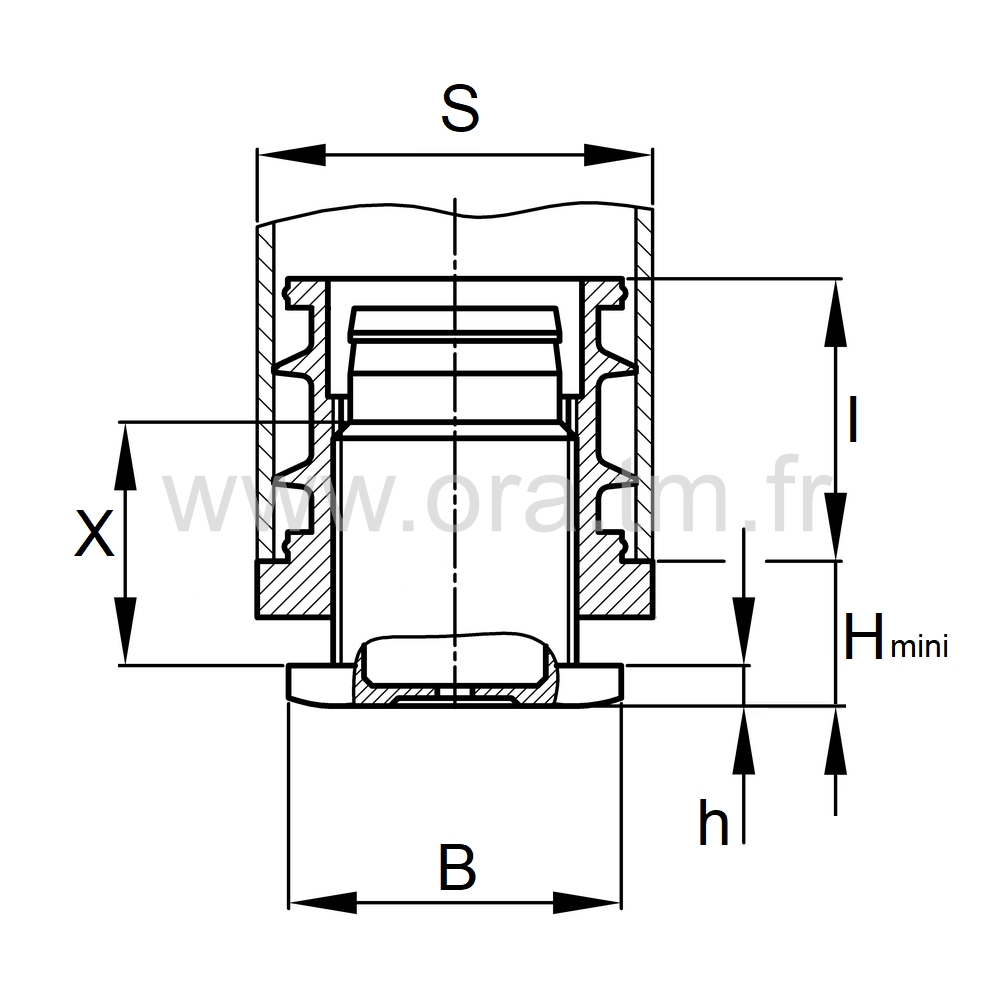 IVR2 - INSERT VERIN - TUBE RECTANGLE