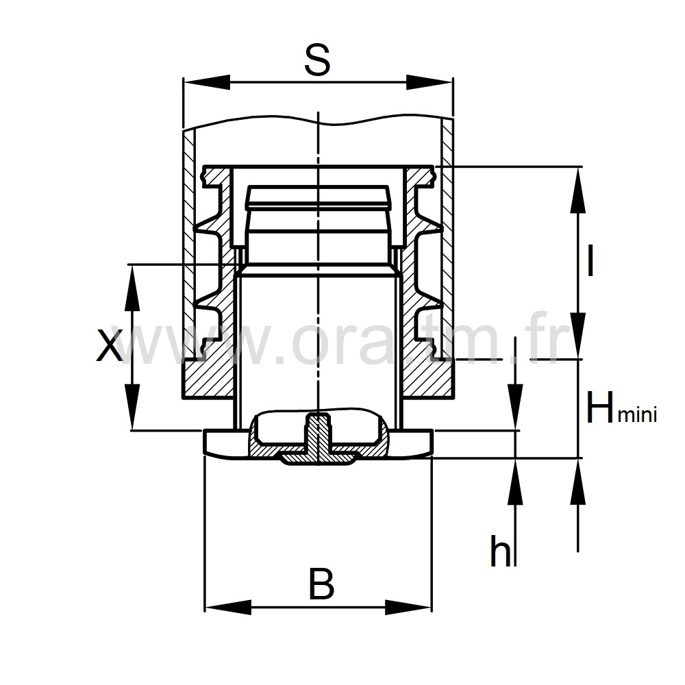 IVR2AD - INSERT VERIN AMORTISSEUR - TUBE RECTANGLE