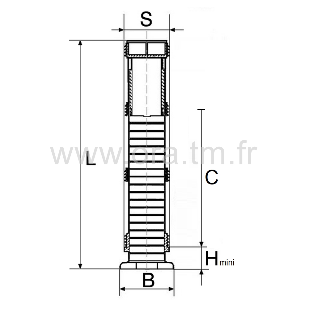 IVSLH - INSERT VERIN REGLAGE LONG - TUBE CYLINDRIQUE