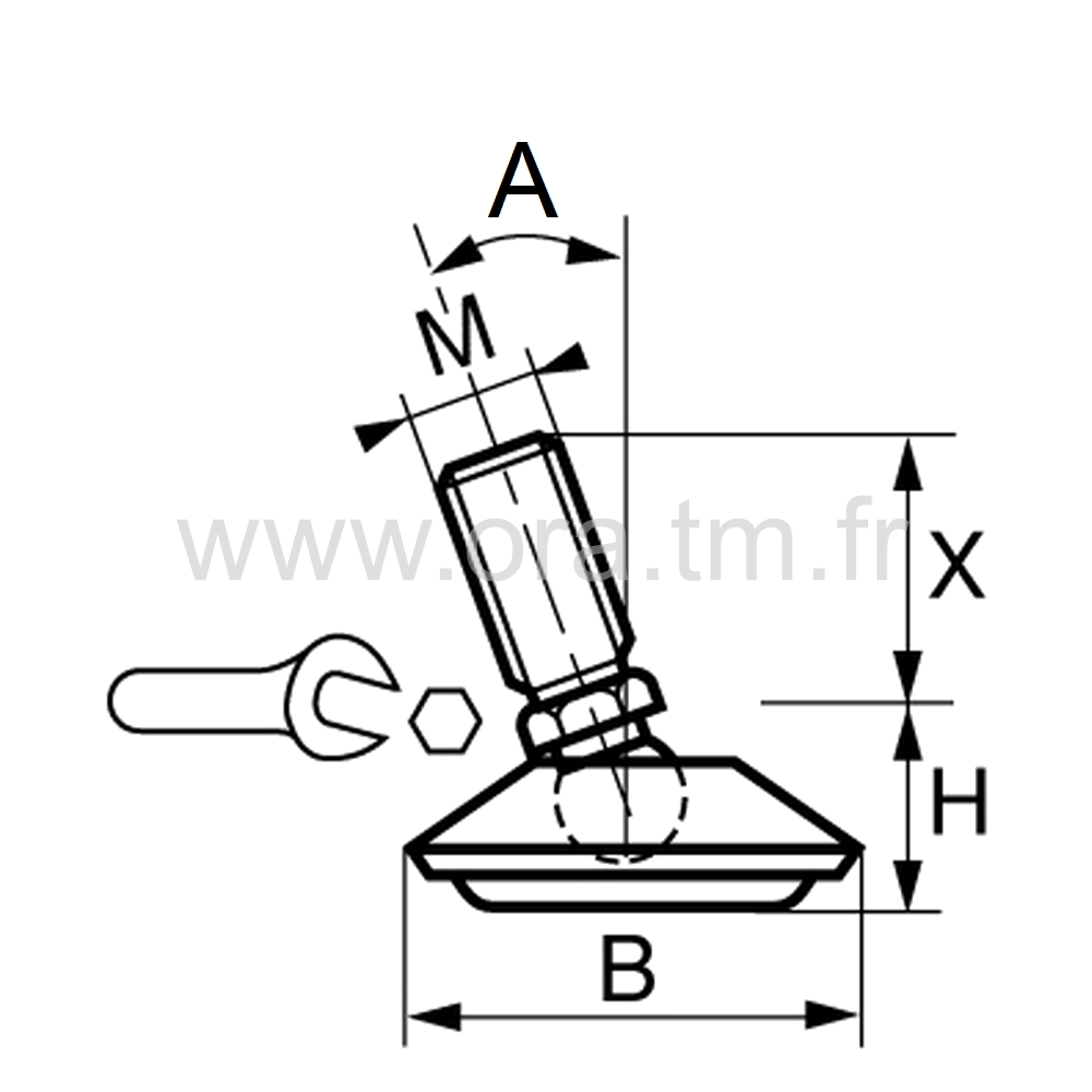 VCL - VERIN ORIENTABLE - BASE CAPOT METAL