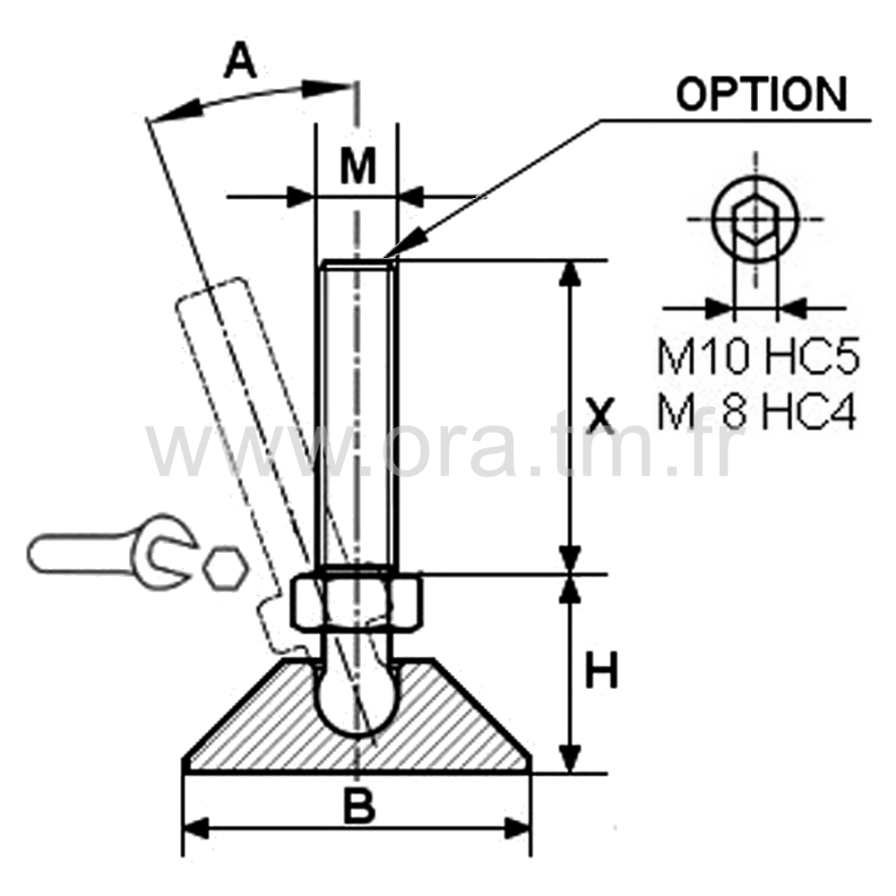 VCO - VERIN ORIENTABLE - BASE CONIQUE