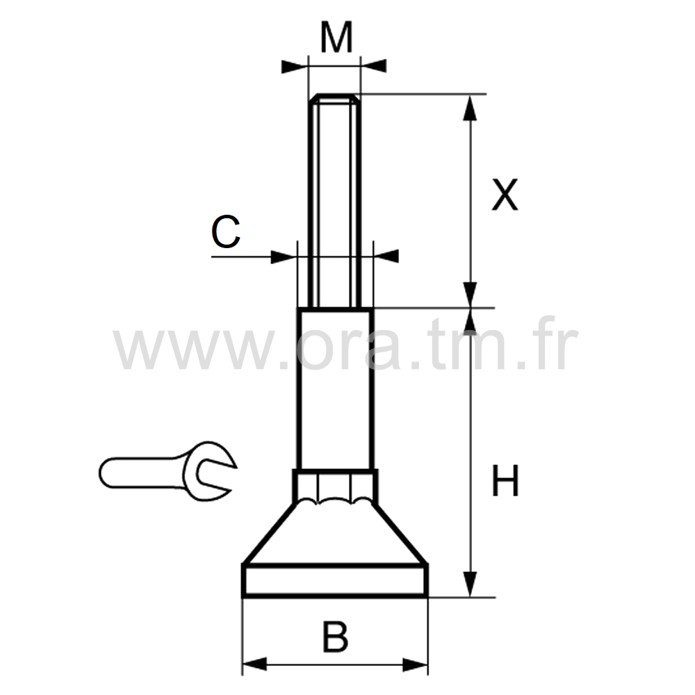 VFO - VERIN RIGIDE - BASE CONIQUE