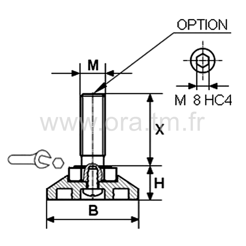 VIF - VERIN RIGIDE - BASE CONIQUE