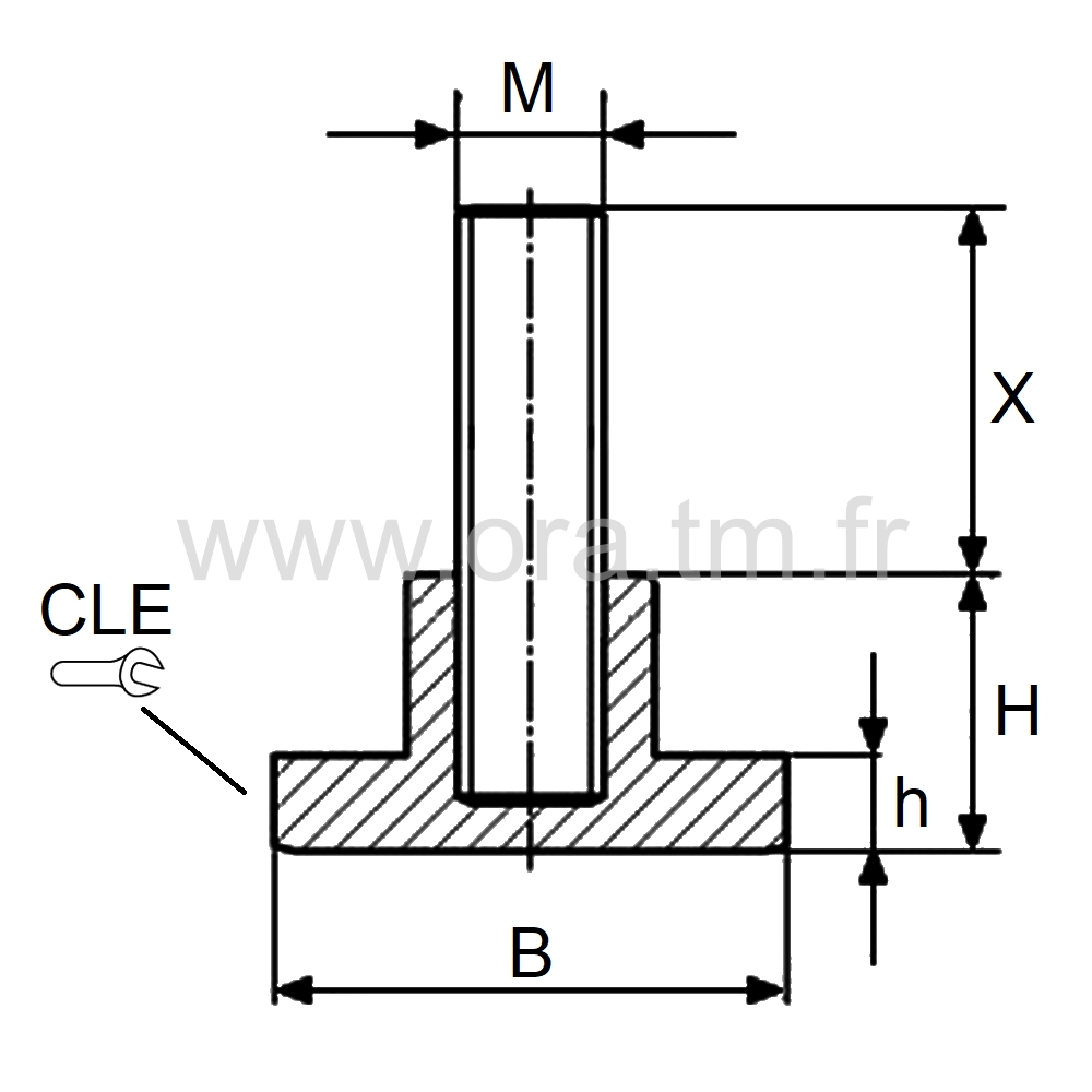 VKO - VERIN RIGIDE - BASE HEXAGONALE