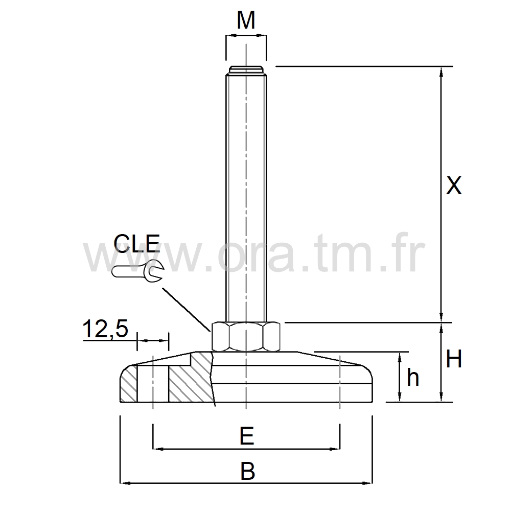 VML2 - VERIN PIED MACHINE - CHARGE LOURDE TIGE FIXE