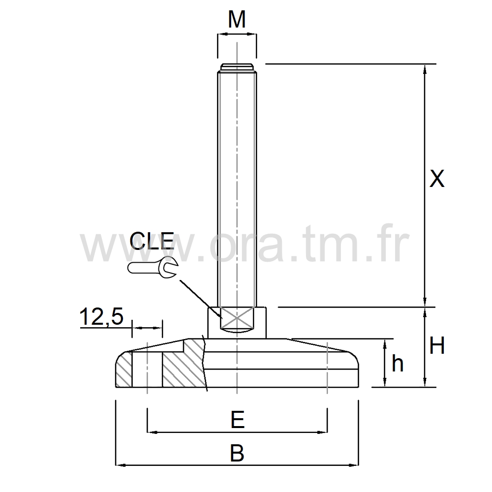 VML2 - VERIN PIED MACHINE - CHARGE LOURDE TIGE FIXE