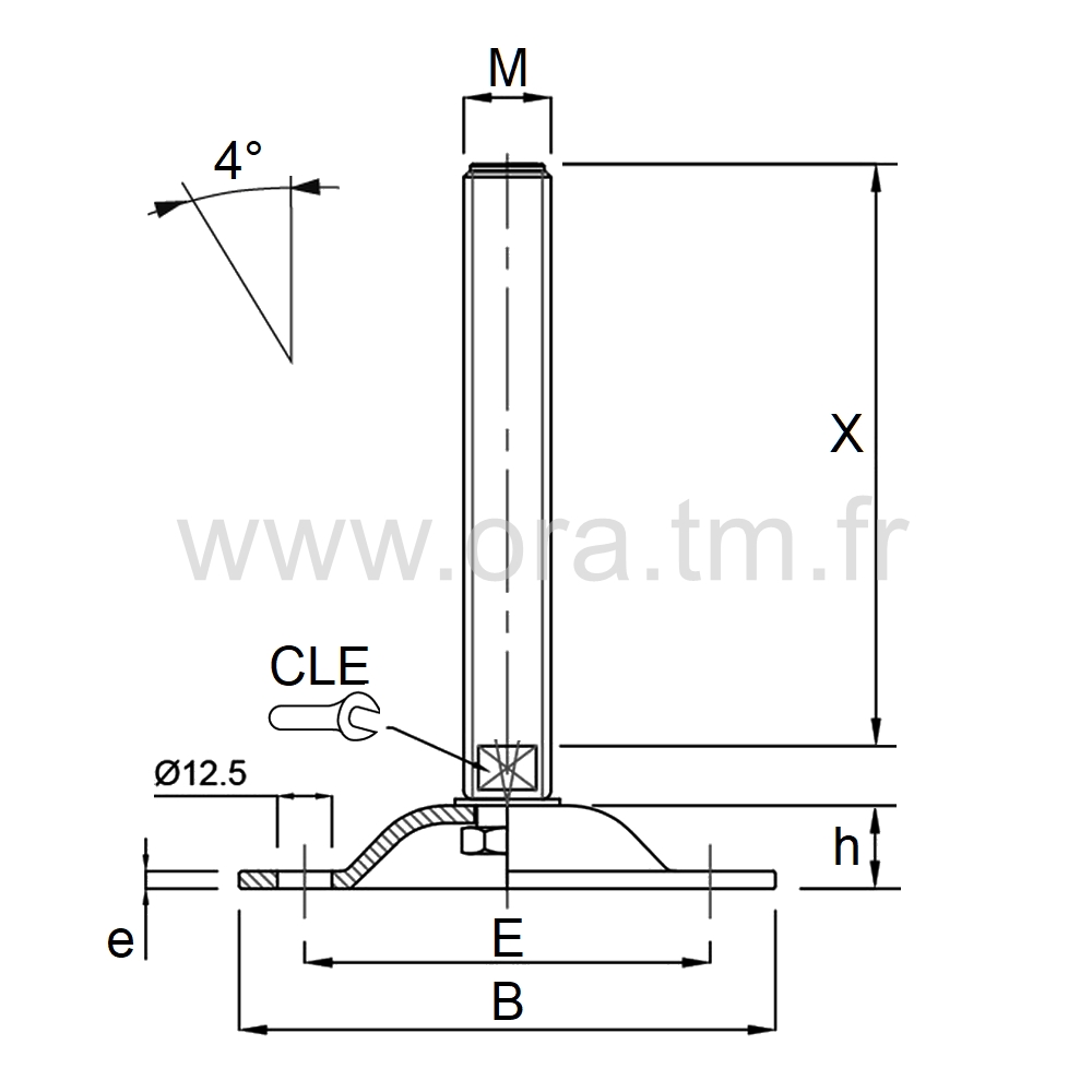 VMM4 - VERIN PIED MACHINE - CHARGE MOYENNE ANGLE 4°